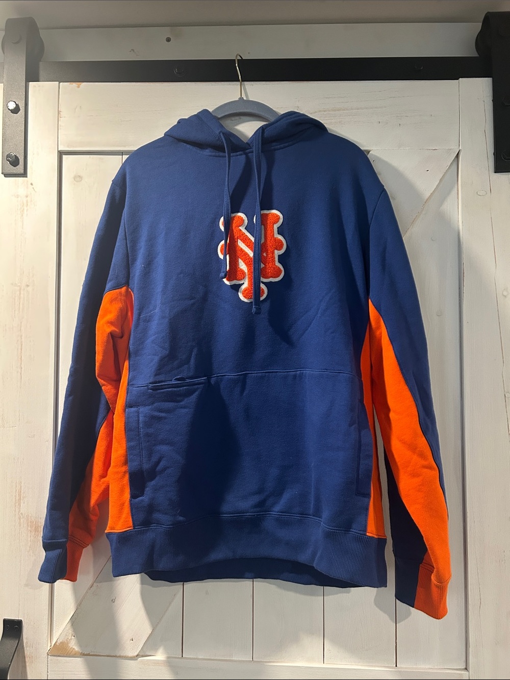 Cooperstown Collection Mets Chenille Logo Pullover Hoodie Large Vintage Y2K